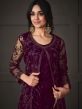 Purple Embroidered Jacket Style Suit In Net