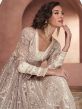Off White Anarkali Style Suit With Prints