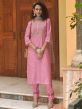 Pink Hand Embroidered Pant Style Suit