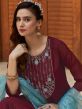 Maroon Embroidered Pant Suit In Crepe