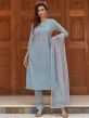Blue Festive Pant Suit With Hand Work