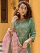Green Hand Work Pant Suit In Crepe