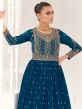 Blue Flared Anarkali Style Salwar Kameez