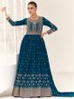 Blue Flared Anarkali Style Salwar Kameez