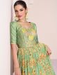 Green Printed Floor Length Anarkali Suit In Crepe