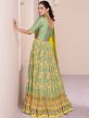 Green Printed Floor Length Anarkali Suit In Crepe