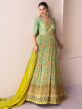 Green Printed Floor Length Anarkali Suit In Crepe