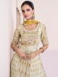 Off White Floral Anarkali Salwar Suit In Crepe