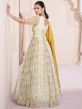 Off White Floral Anarkali Salwar Suit In Crepe