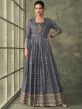 Blue Embroiderd Anarkali Style Salwar Kameez