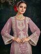 Purple Embroidered Palazzo Style Georgette Suit