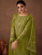 Green Organza Suit Set With Embroidered Dupatta
