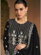 Black Resham Embroidery Suit Set In Anarkali Style