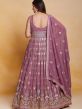 Purple Embroidered Anarkali Style Suit In Georgette