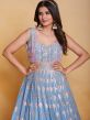 Blue Mirror Embroidered Anarkali Salwar Kameez