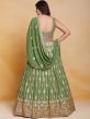 Green Mirror Work Anarkali Style Suit With Dupatta