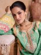 Turquoise Embroidered Suit Set With Heavy Dupatta