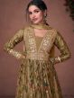 Green Floor Length Embroidered Suit Set