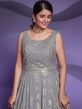 Grey Sequined Suit Set In Anarkali Style