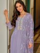 Purple Mirror Work Embellished Suit In Pant Style