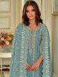 Blue Thread Embroidered Salwar Suit In Pant Style