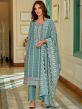 Blue Thread Embroidered Salwar Suit In Pant Style