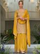 Yellow Sharara Suit With Dupatta In Silk