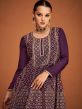 Purple Zari Embroidered Sharara Suits In Georgette