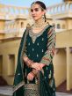 Green Zari Embroidered Silk Suit With Palazzo Styled