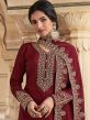 Maroon Zari Embroidered Palazzo Style Salwar Suit