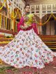 White Printed Navaratri Lehenga Choli In Cotton