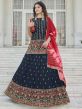 Blue Embroidered Kurti Style Lehenga Choli In Chiffon