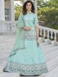 Blue Embroidered Kurti Style Lehenga Choli With Dupatta