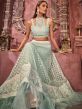 Blue Bridesmaid Net Lehenga Choli With Embroidery