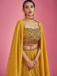 Yellow Bridesmaid Tiered Lehenga Choli In Crepe