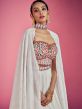 White Bridesmaid Tiered Lehenga Choli With Dupatta