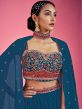 Blue Georgette Lehenga Choli With Sequins Embroidery