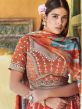 Orange Printed Festive Lehenga Choli With Dupatta