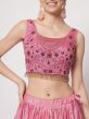 Pink Embroidered Art Silk Lehenga Choli With Dupatta