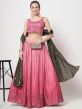 Pink Embroidered Art Silk Lehenga Choli With Dupatta