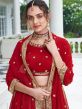 Red Embroidered Bridal Georgette Lehenga Set