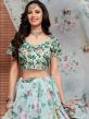 Blue Organza Lehenga Choli With Floral Prints