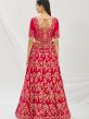 Pink Bridal Embroidered Lehenga Set In Velvet