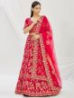 Pink Bridal Embroidered Lehenga Set In Velvet