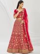 Pink Bridal Velvet Lehenga With Embroidery