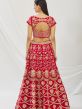 Red Embroidered Velvet A Line Lehenga Set