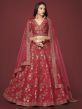Red Embroidered Bridesmaid Lehenga Choli In Silk