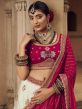 White Embroidered Wedding Wear Lehenga In Rayon