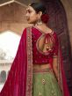 Green Wedding Wear Rayon Lengha With Zari Work
