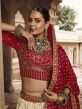 White Heavy Border Bridal Lehenga In Rayon